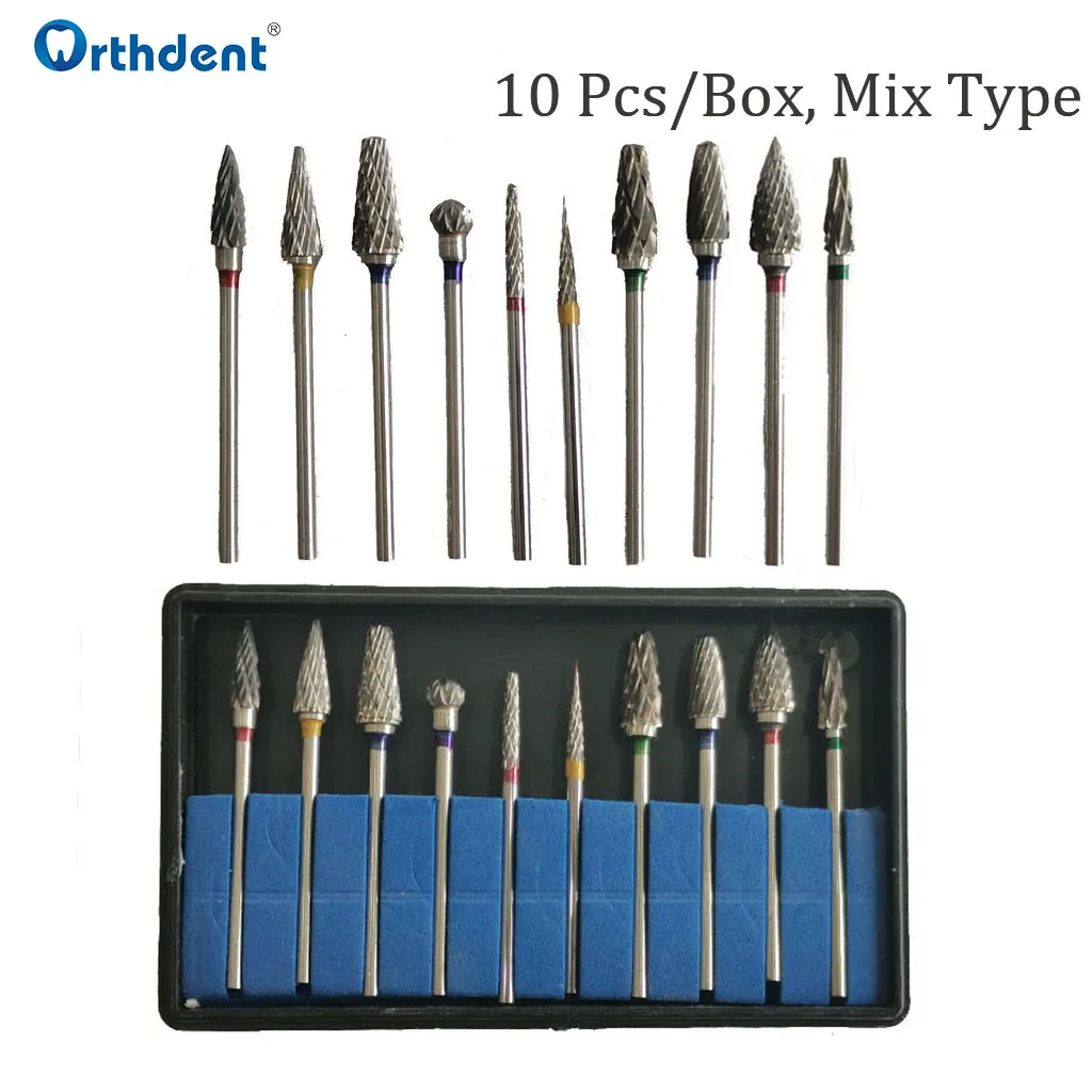 

10 Pcs Tungsten Cone Carbide Drill Bit Dental Milling Cutters Dentistry Laboratory Rotary Tool Tooth Polishing Strawberries