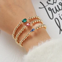 elegant delicate women multilayer gold color ball beaded elastic bracelet dainty colorful rhinestone bracelet set