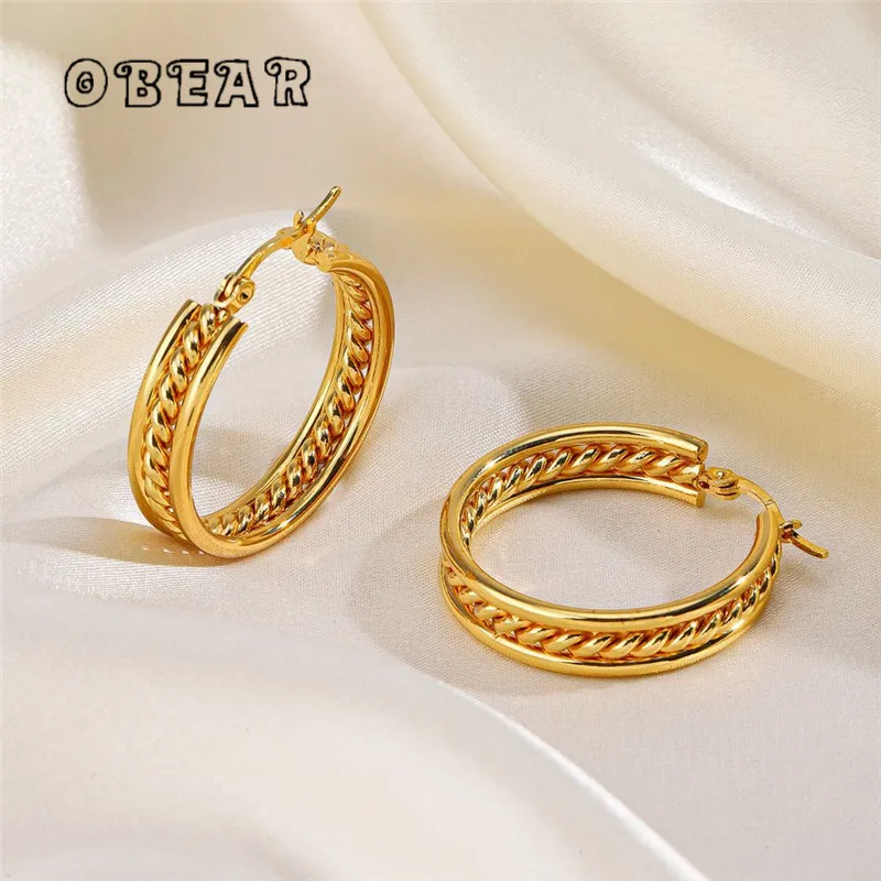 

316L Stainless Steel Golden Geometric Hoop Earrings Women With High-Quality Rust Resistant Ear Buckles Girls' Jewelry Gifts