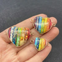 natural stone color stone heart shaped small pendant 16 39mm diy design and make men and women necklace earrings accessories