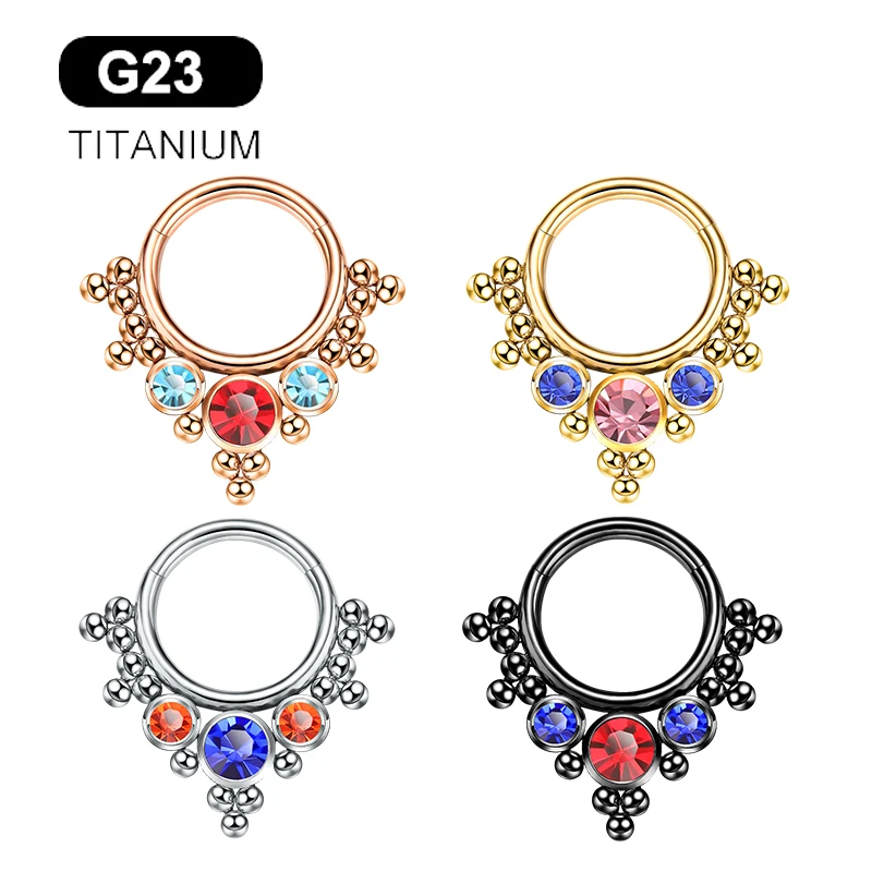 

G23 Titanium Surgical Metal Tragus Earring Septum Piercing Zircon Plating Nose Ear Ring Clicker Sexy Women Body Jewelry 16G 2022