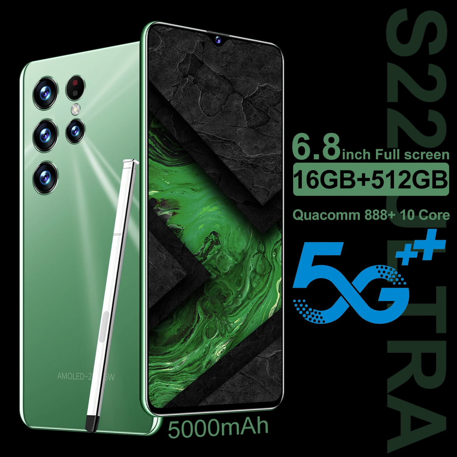

Смартфон S22 Ultra, 6,8 дюйма, 16 ТБ, 5000 мАч, 48 + 72 Мп