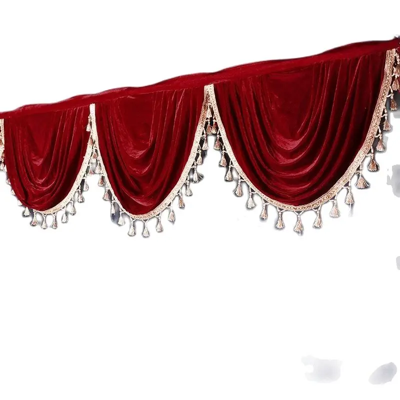 

Burgundy Velvet Drape Swag With Tassel For Event Party Wedding Backdrop Curtain Stage Background