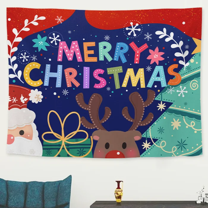 

Christmas Cartoon Illustration Decoration Tapestry Hanging Cloth Background Cloth Living Room Bedroom Decoration Hanging Cloth