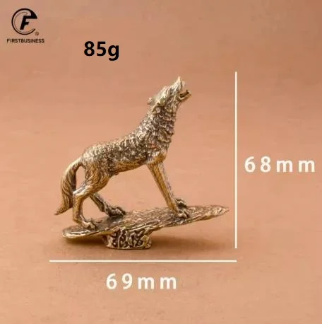 

Статуэтка из твердой латуни в стиле прерии, камень, волк, настольное украшение, настольный чайный столик, винтажные медные фигурки животных, миниатюрные украшения