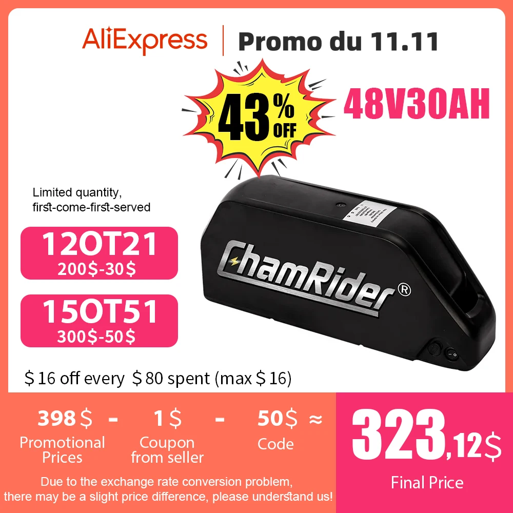 Explorando las Baterías Eléctricas Chamrider: Potencia y Fiabilidad para su Vehículo Eléctrico 1 Batería eléctrica Original de 48V, 52V, Polly Downtube Chamrider BMS, 350W, 500W, 750W, 1000W, 18650 celdas, BBS02, BBS03, BBSHD