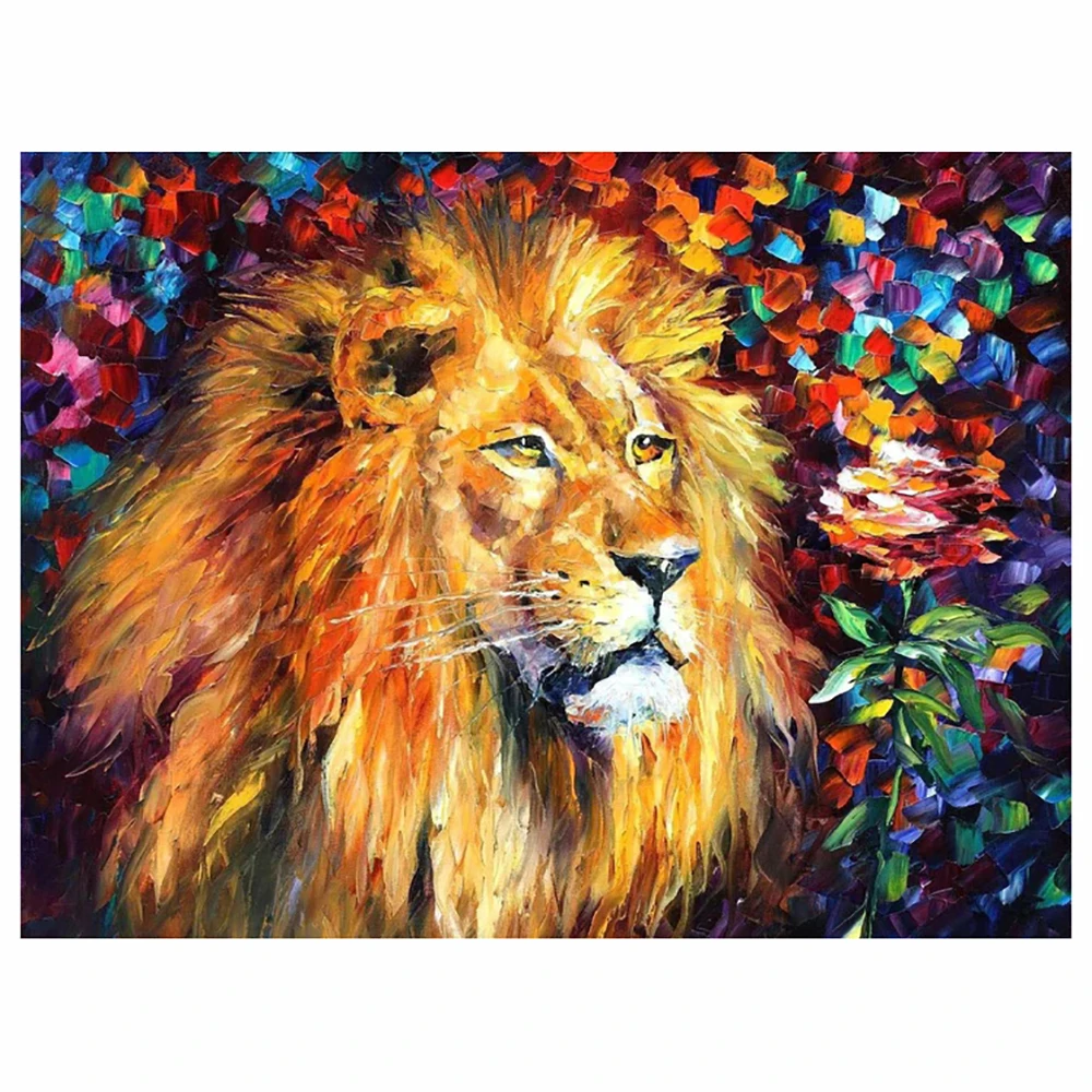 

DIY 5D diamond painting lion cross stitch set full diamond embroidery mosaic landscape picture decorative gift