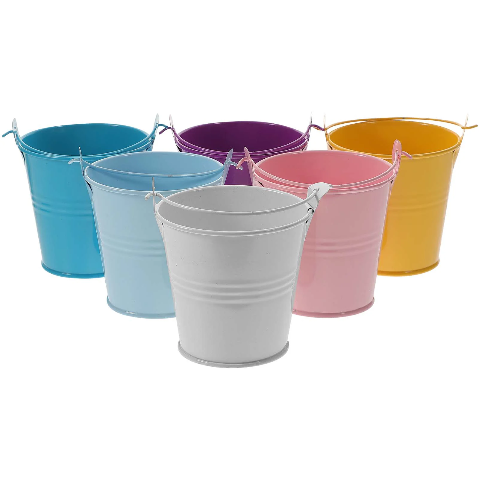6 Pcs Mini Bucket Pots Metal Pail Tinplate With Handle Flowerpot Garden Decor Buckets Party Favors Child Kids