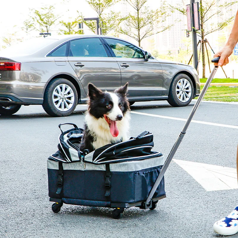 

Дорожная сумка для домашних животных, Портативная Сумка-тележка со съемными элементами памяти, универсальная воздухопроницаемая Складная вместительная сумка-переноска для щенков
