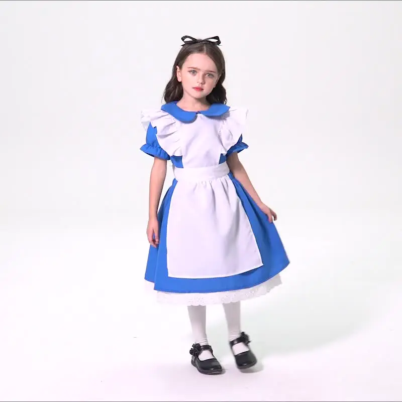 Косплей-костюм Алиса в стране чудес для девочек костюм служанки средневековом