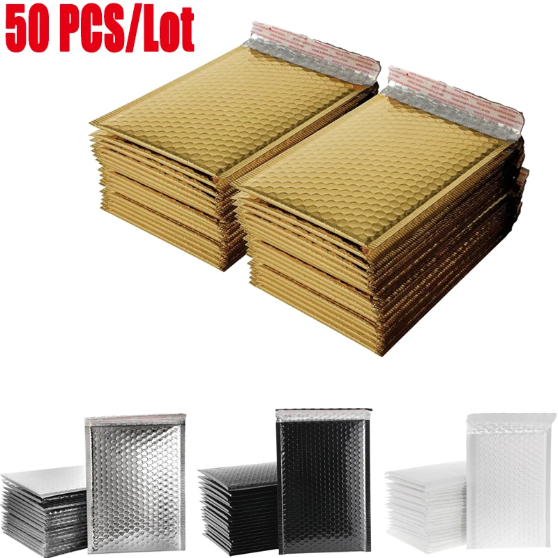 

Mailers 50pcs/lot Seal Shipping Packages With Bag Bubble Mailing Shipping Envelopes Padded Gold Self Foam Silver Black Envelope
