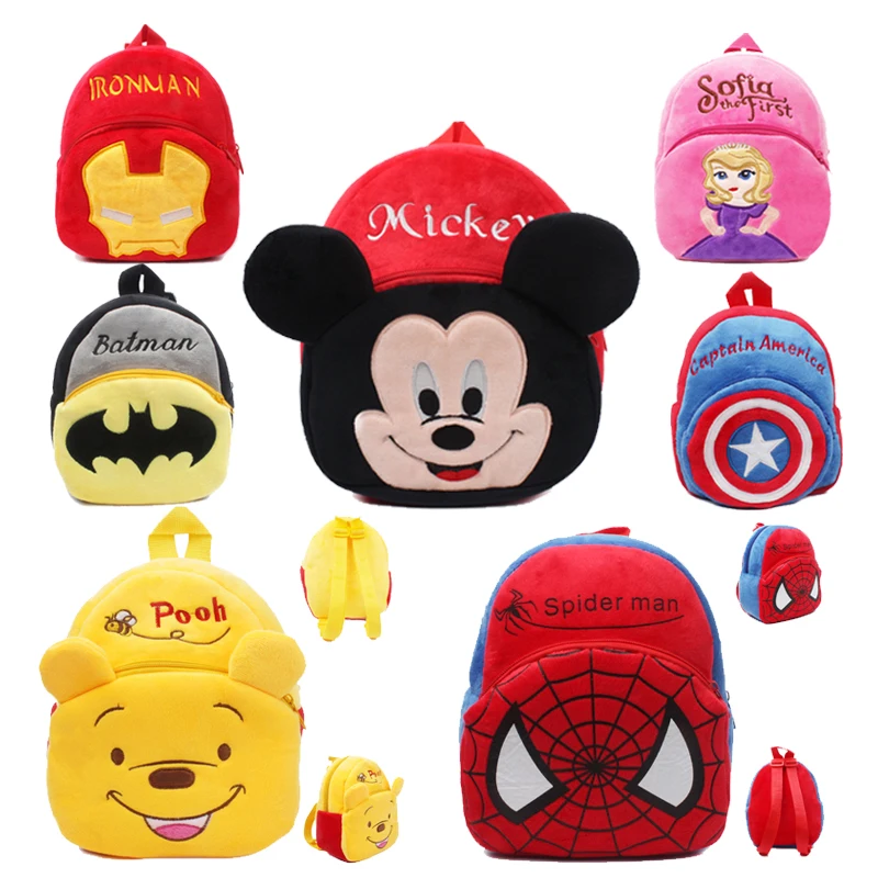 

Детский плюшевый рюкзак с героями мультфильмов, рюкзак с изображением Микки Мауса, Минни, Винни-Пуха, Мстителей, Детская сумка для игрушек д...