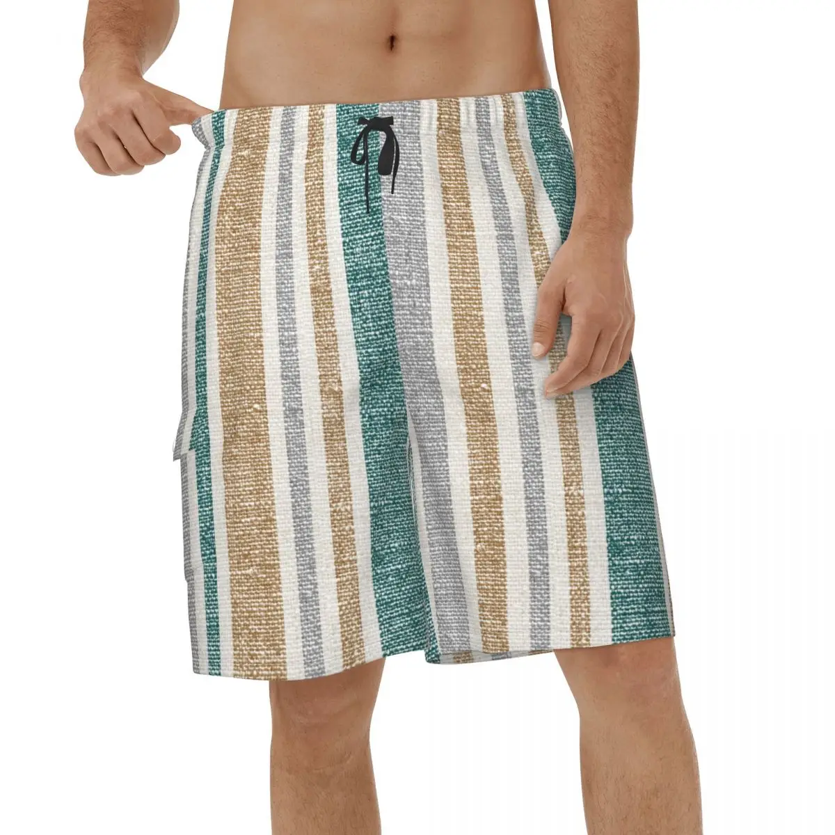

Linen Striped Pattern Men 3D Printed Beach Shorts Sports Swimwear Streetwear Surf Stripes Swimsuits Quick Dry Short Pants