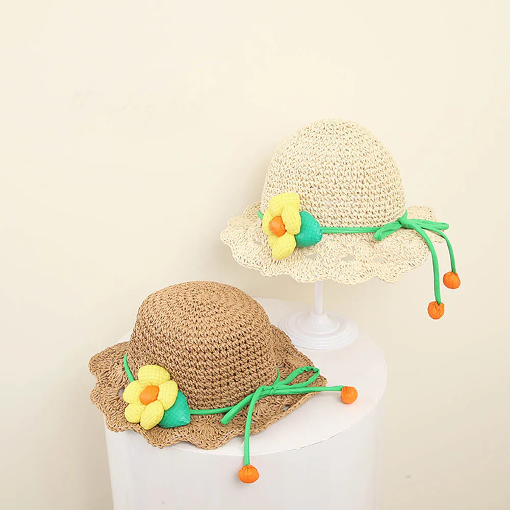 

Melario Summer Baby Flower Breathable Hat Flowers Straw Hat Kids Hat Boy Girls Sun Visor Panama Hat Newborn Photography Baby Hat