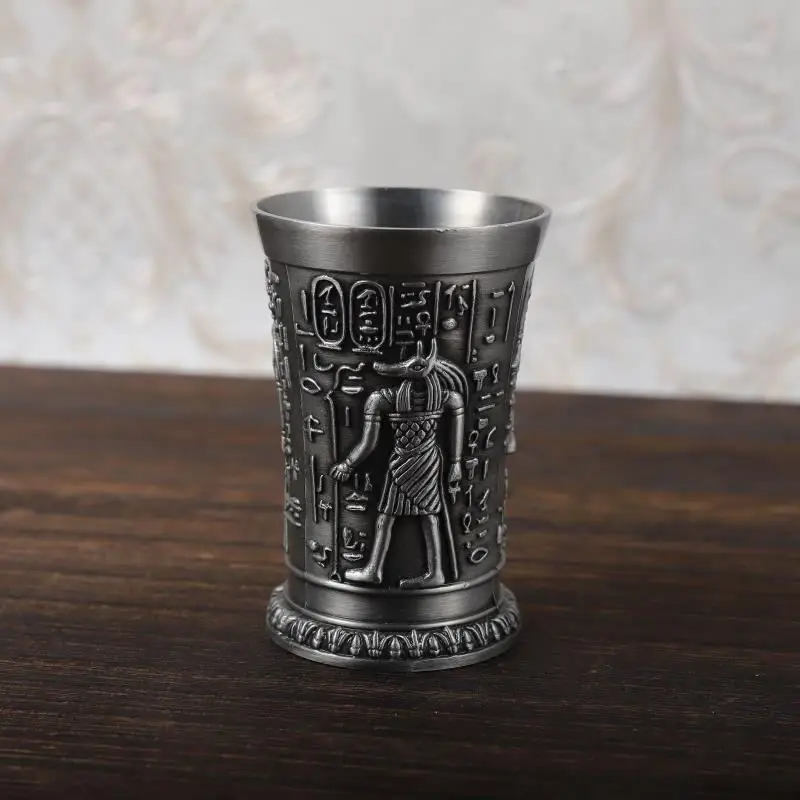 Personalized Sip Glass Used for Tequila Vodka Cocktail Shot Glass 1oz Metal Vintage Egyptian Chalice Creative Wine Shot Glasses images - 6