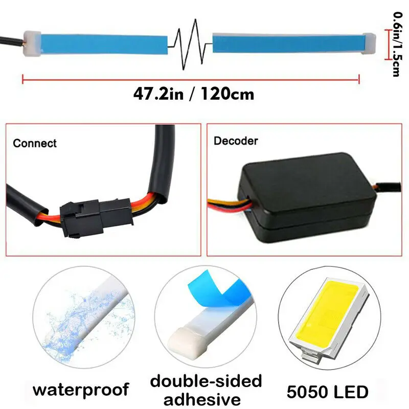 1 2 м Светодиодная лента для заднего багажника автомобиля динамический стример