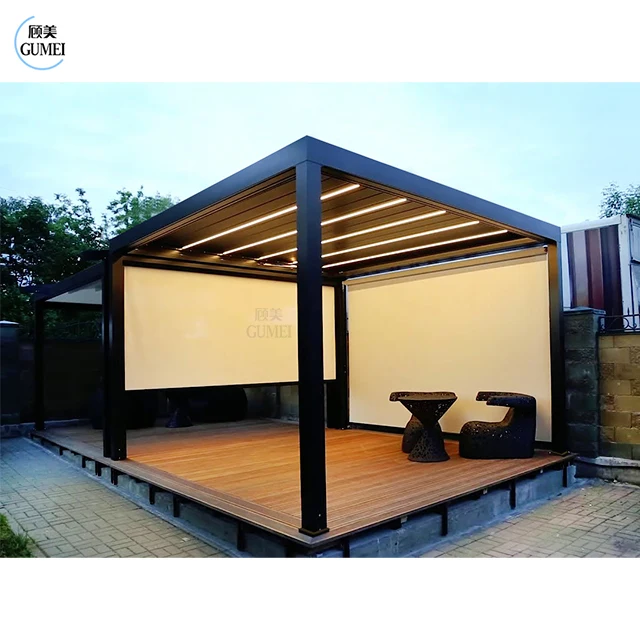 

Customized Install Easily Remote Control Pergola Outdoor Gazebo Garden Bioclimatic Aluminium Pergola With Sun Screen