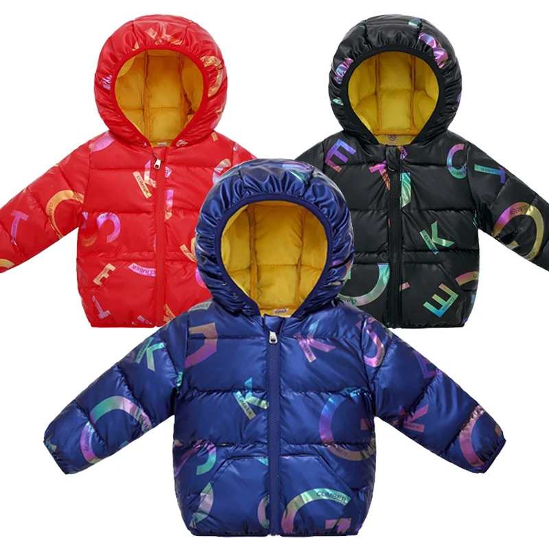 

New Baby Boys Girls Autumn Winter Mickey Down Jackets Coats Children Infant Cartoon Hooded Outerwear Kids Cotton-Padded Clothes