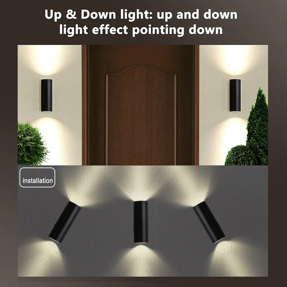Weatherproof Outdoor Wall Light Up Down Light 30w 3000lm Bright Led Wall Lamp Black Aluminum Wall Sconce Porch Lighting
