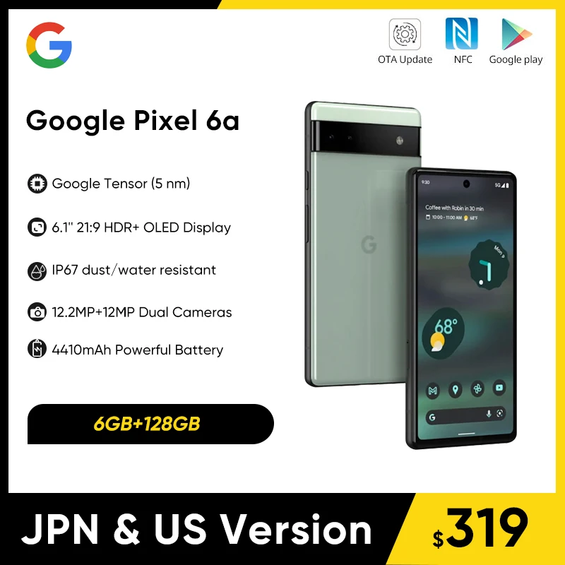 Google Pixel 6A 5G Smartphone 6.1'' FHD+ Android 12 Mobile P