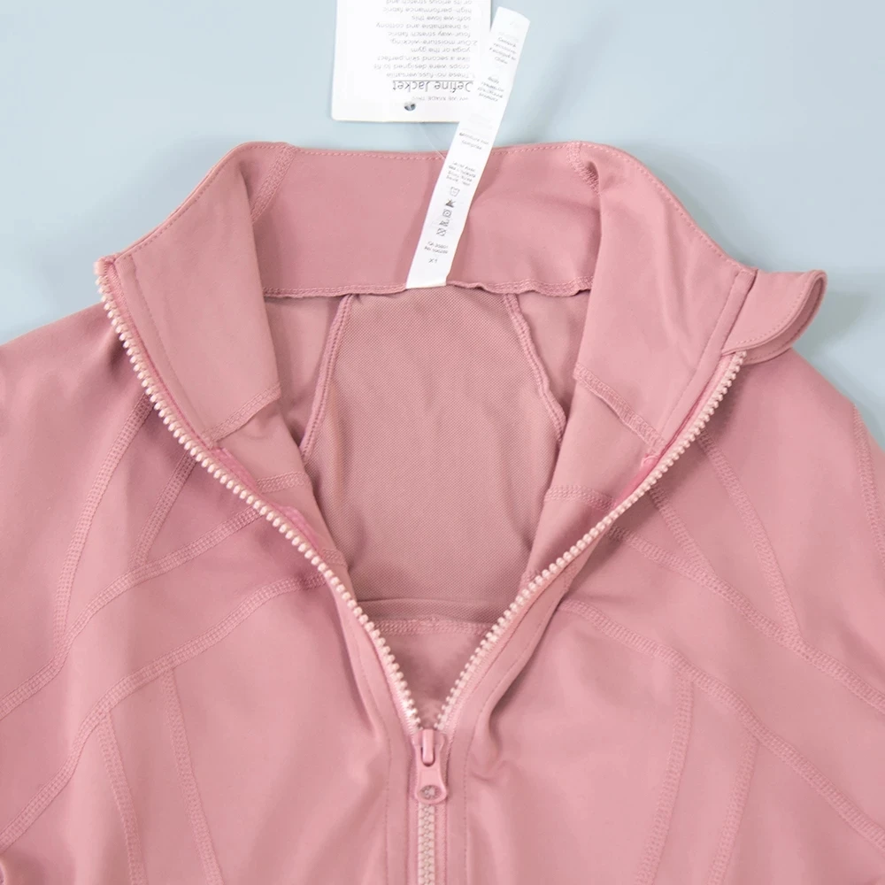 LuLuWomen Sport Jacket Long Sleeve Zipper Fitness Yoga Shirt Top Women Running Sportswear Blazer Cardigan Without Cap Tight Coat