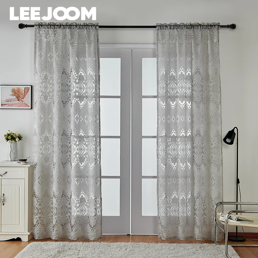 LEEJOOM Тюлевые марлевые шторы в европейском стиле с цветочным принтом оконные
