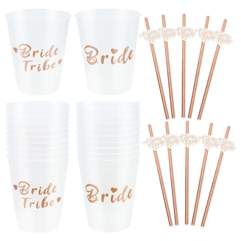 

1Set Team Bride Tribe Cup for Bridal Shower Wedding Decoration Bachelorette Party Plastic Bride Cup Hen Night Bridesmaid Gift