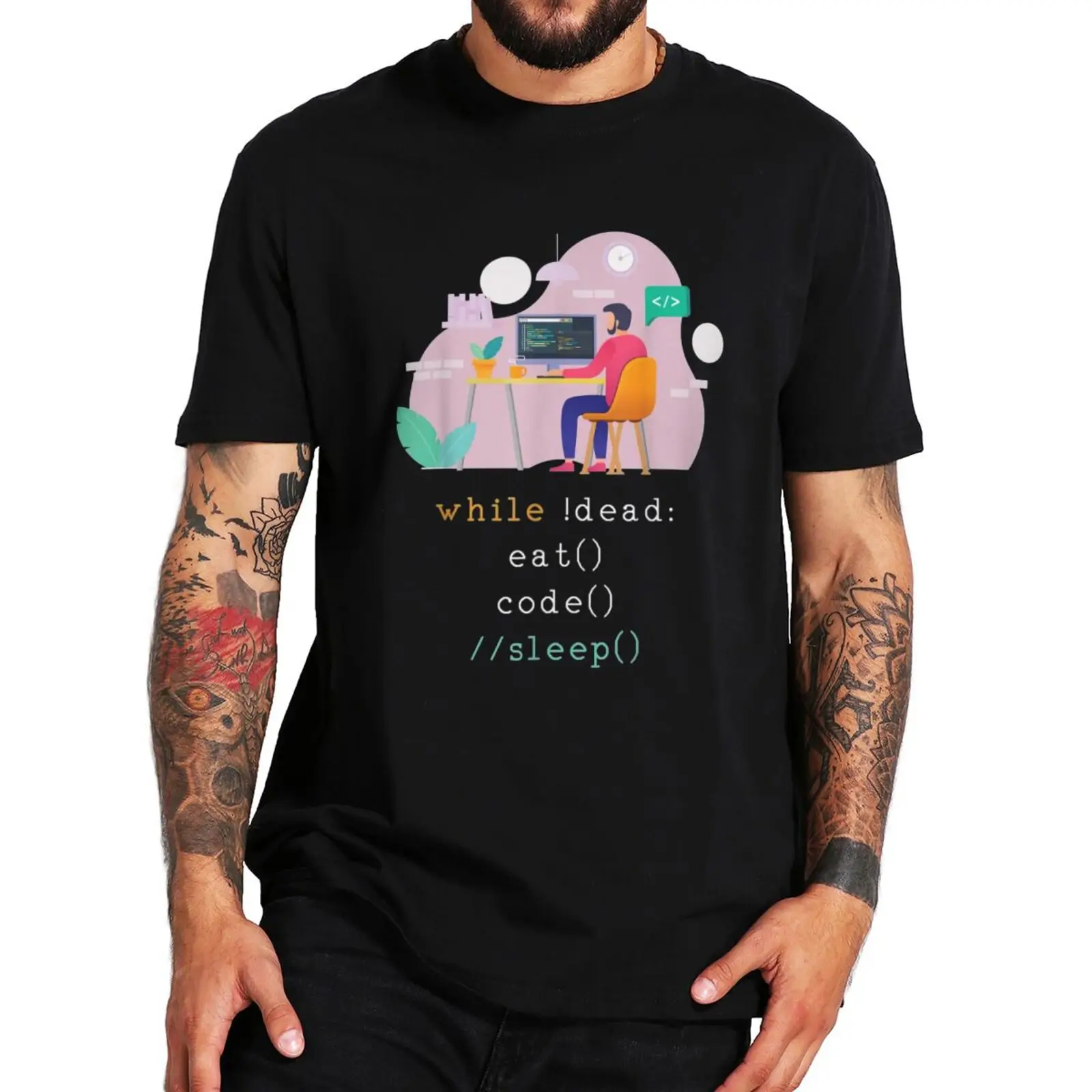 

Programming Eat Sleep Coding Professional T Shirt Geek Style Funny Gift T-Shirt 100% Cotton EU Size Men's Summer Tshirts