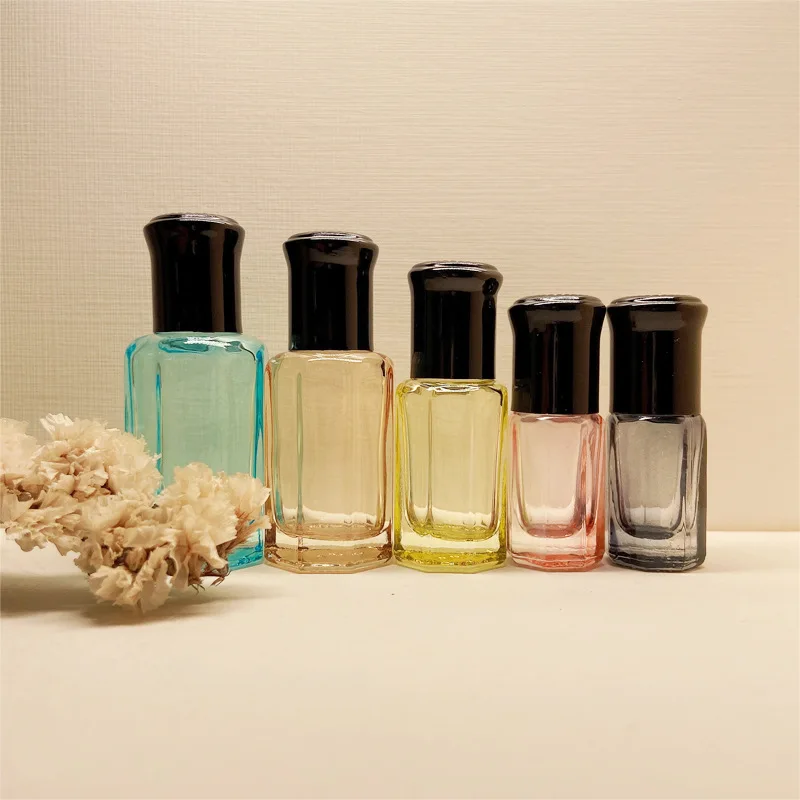 

3ml/6ml/10ml Colored Octagonal Glass Roll on Bottle Small Essential Oil Perfume Bottle Refillable Empty Cosmetic Sample Bottle