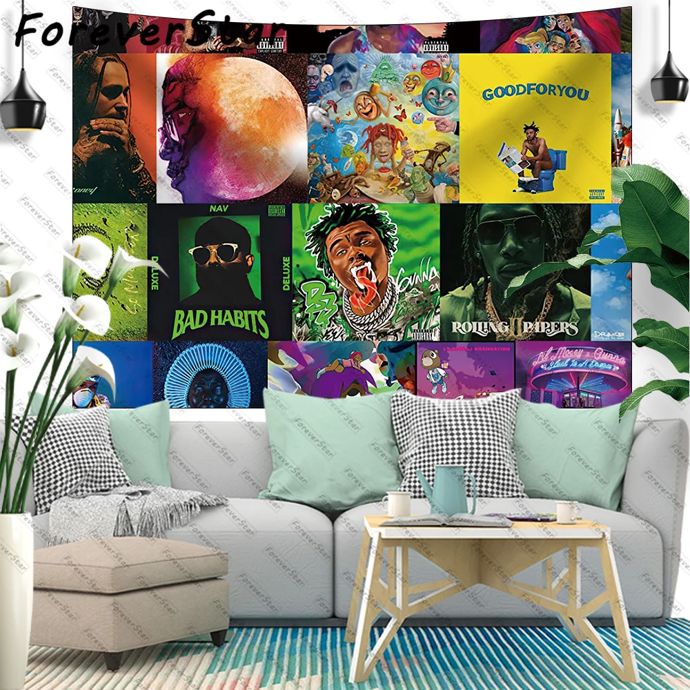 

Обложка альбома ForeverStar Rappers, коллаж, 3D бутиковые гобелены, поп-арт, настенное висящее тканевое одеяло для спальни, гостиной
