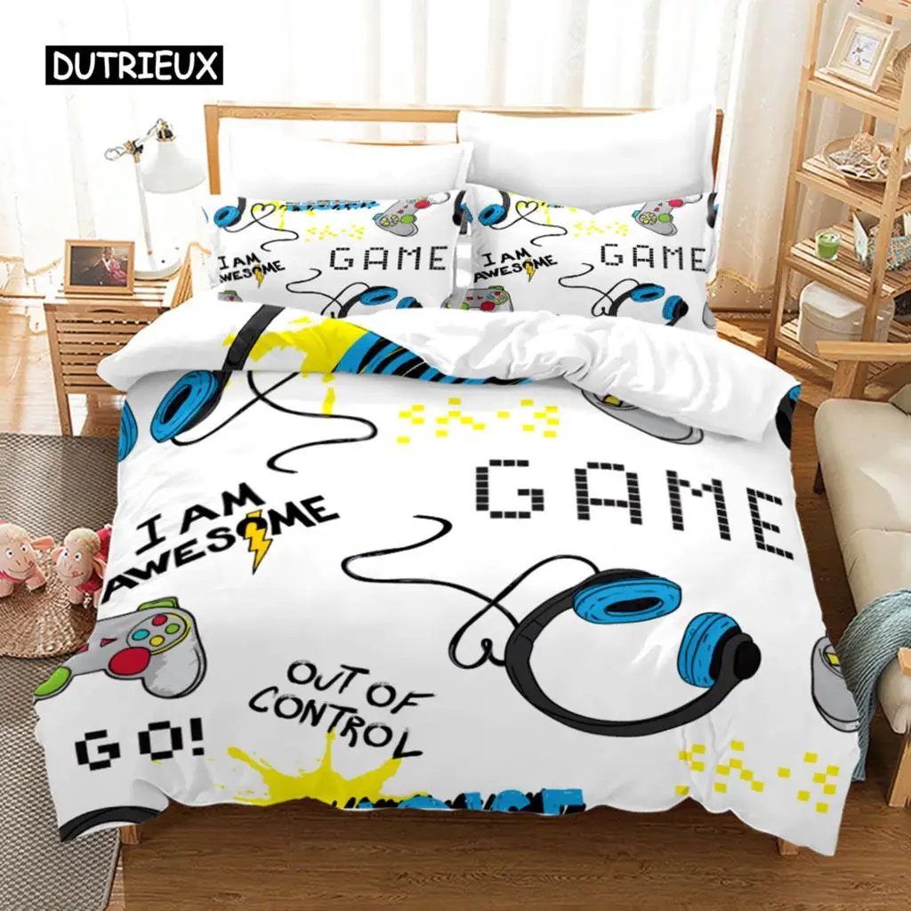 

Gamepad Comforter Cover Gamer Bedding Set Teens Video Game Duvet Cover for Youth Kids Boys Modern Game Controller Bedspread