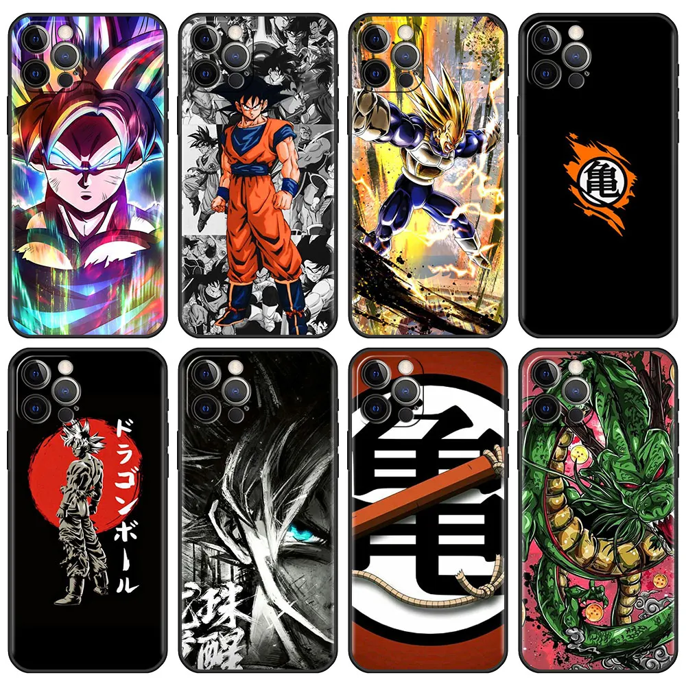 

Estuche Case for Apple iPhone 11 12 Pro 13 Pro Max 8 7 XR X XS Plus 6 6S 5S SE Black Luxury SmartPhone Funda Dragons Ball Saiyan