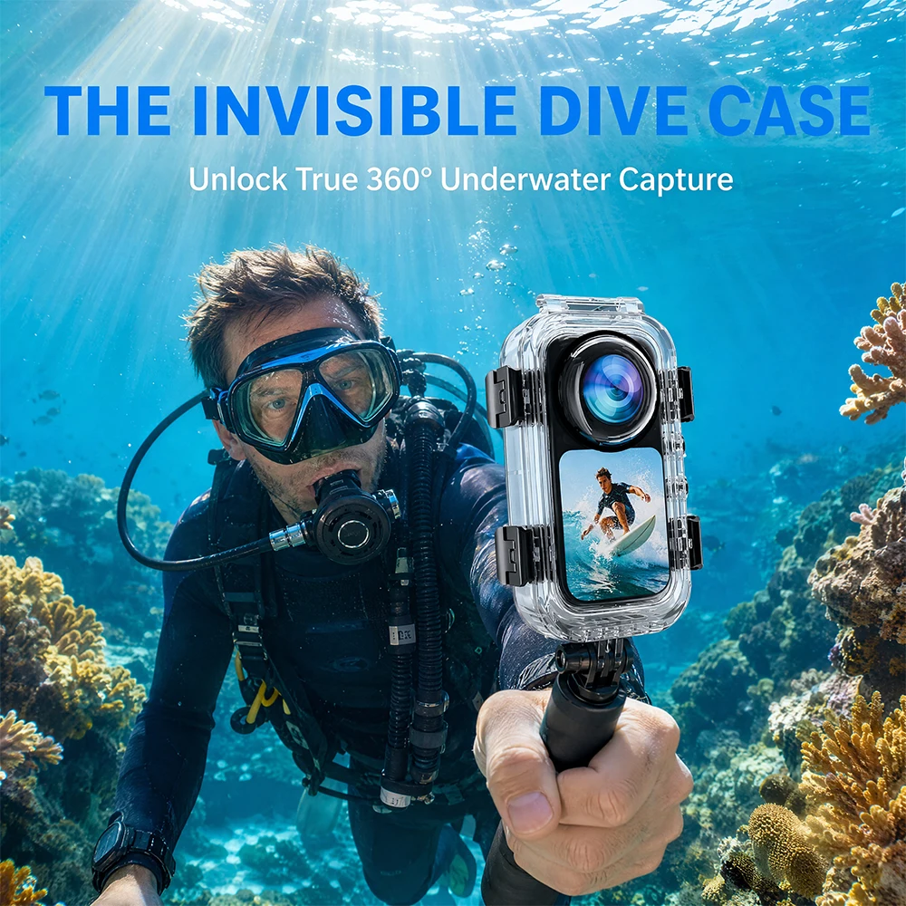 Фото Невидимый водонепроницаемый корпус для Insta360 X6, водонепроницаемый чехол для подводного плавания на глубину до 60 м, аксессуары для Insta 360 X6 №2