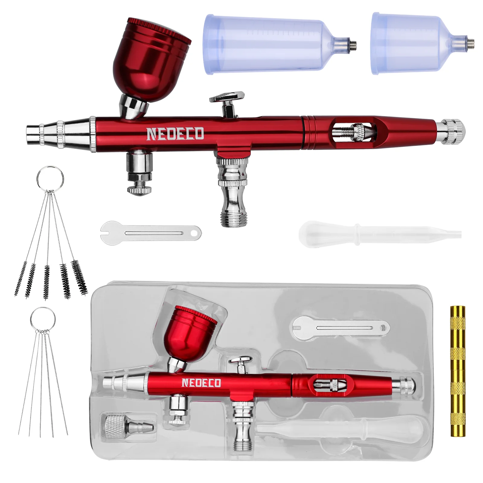 

NEOECO Аэрограф двойного действия 0,3 мм красный/золотой