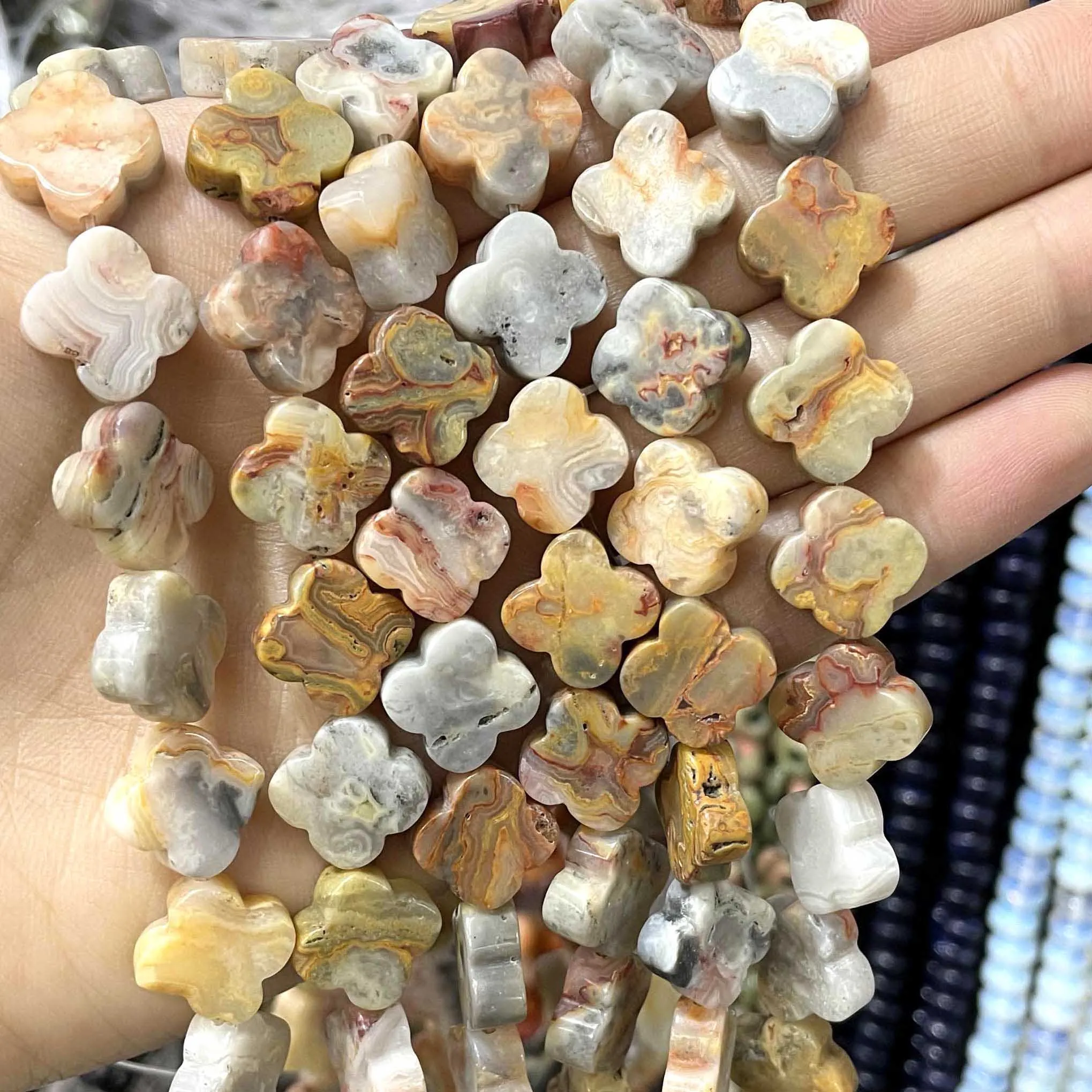 Натуральный камень в форме клевера агаты кварц яшма разделитель свободные