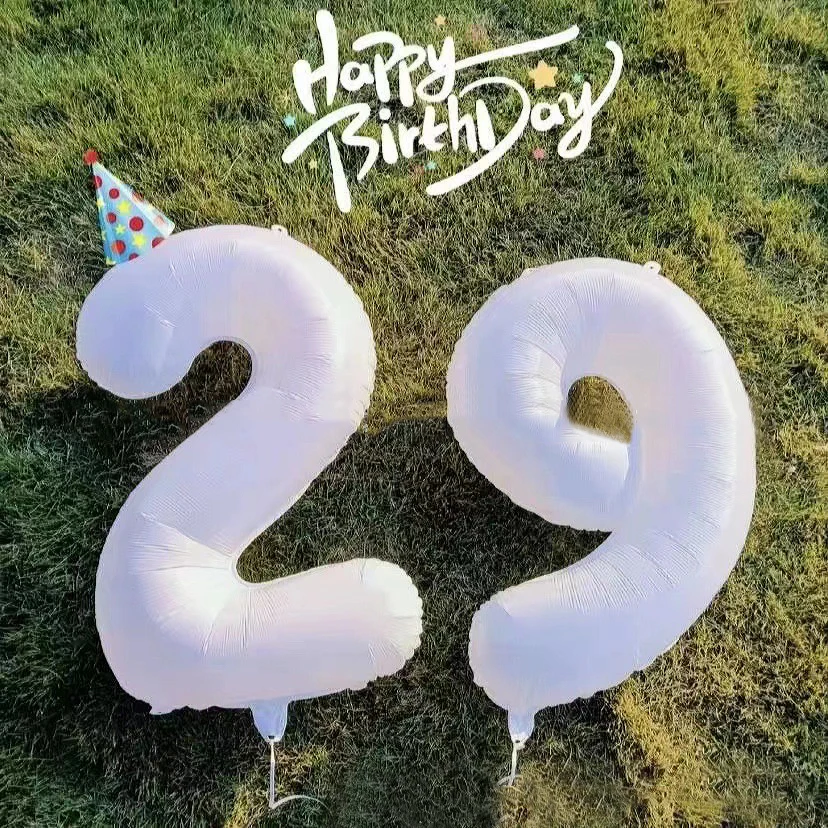 

40inch Large White Number Balloons 0 1 2 3 4 5 6 7 8 9 Foil Balloon Birthday Party Decorations Wedding Ballons Baby Shower Decor