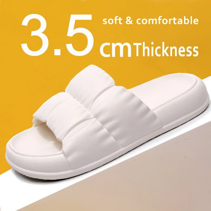

Сланцы женские на толстой подошве, домашние шлепанцы на платформе, квадратный каблук, Нескользящие, для гостиной, ванной комнаты
