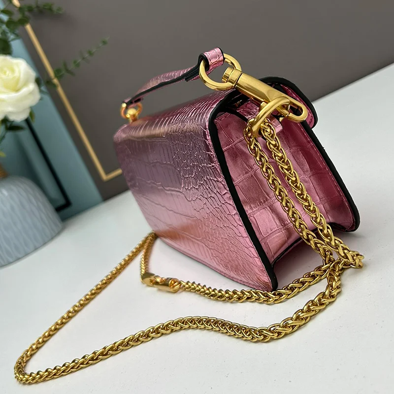 Women's Crocodile Leather Handbag Underarm Bag Fashion Shoulder Bag Chain Crossbody Bag Classic Square Bag Purse Banquet Bag