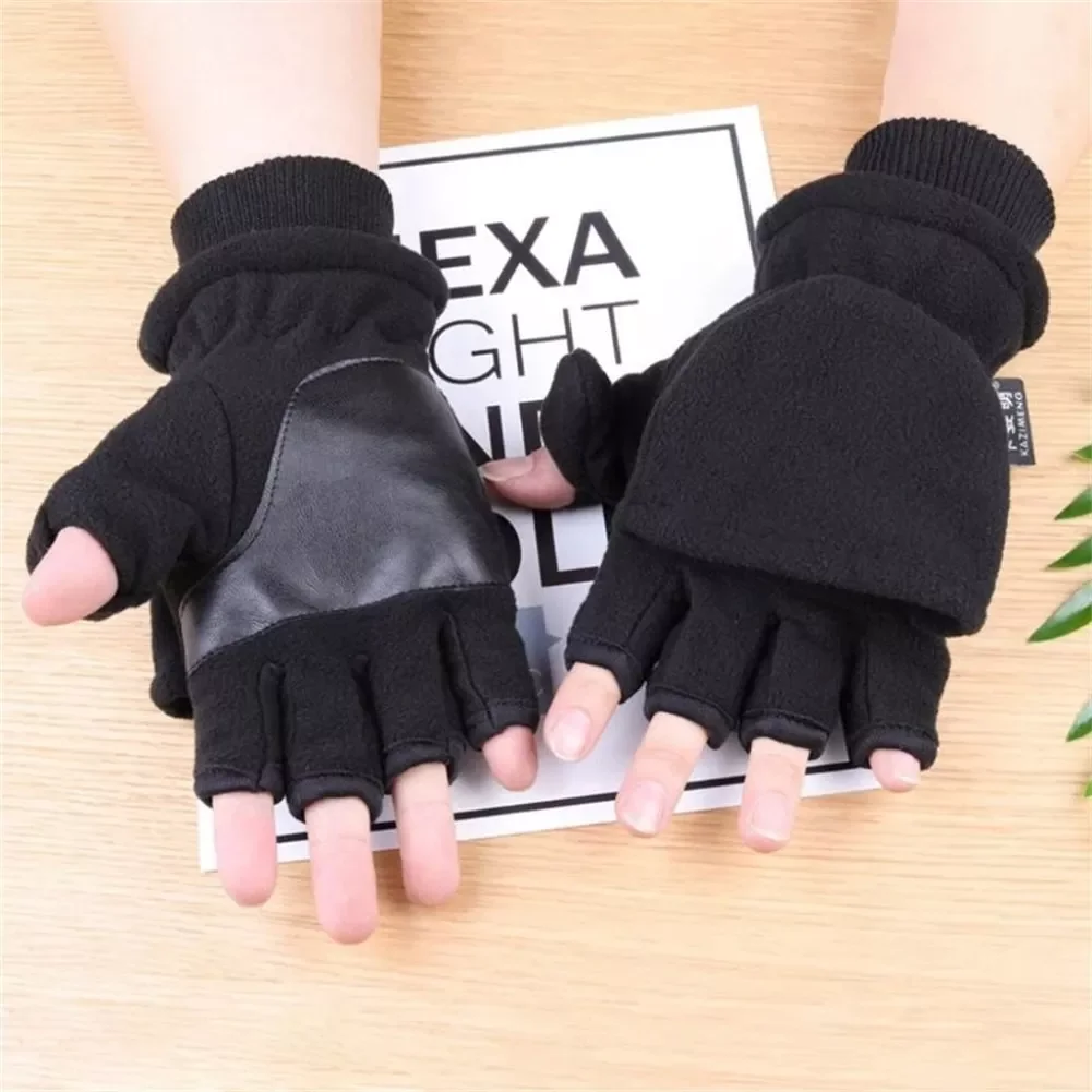 

Motorcycle Half-finger Thick Touch Screen Gloves Men And Women Fleece Lining For Cold Winter Casual Work Driving And Outdoor
