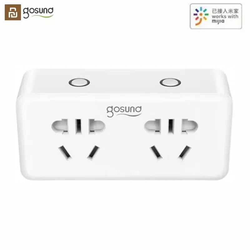 

Gosund WiFi 2in1 Smart Plug Socket Voice Control Phone Remote Independent Sub-Control Socket Timing Work With Mijia APP