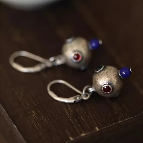 Женские серьги Foxanry с подвеской в виде шара, винтажные этнические Креативные украшения для защиты от аллергии, подарок на день рождения