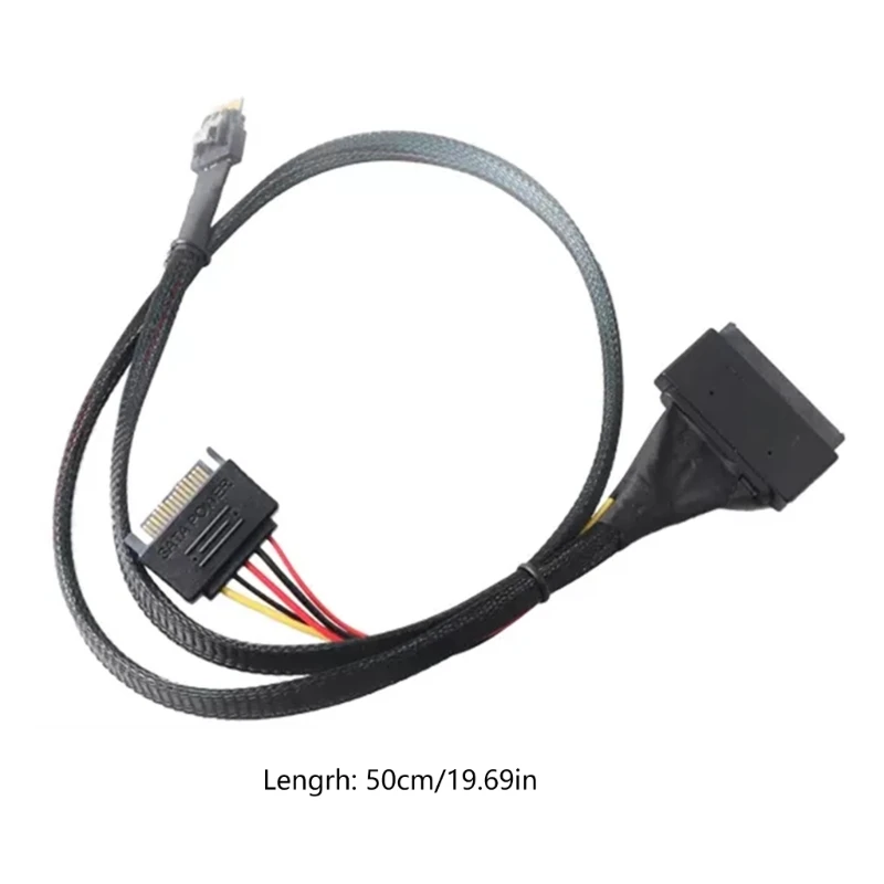 80 см SlimSAS к U.2/SFF8654 4i SFF8639 Кабель-адаптер с 15-контактным разъемом SSD Кабель питания