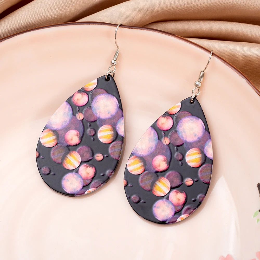 Новые модные акриловые серьги с принтом Relievo космический стиль винтажные каплями