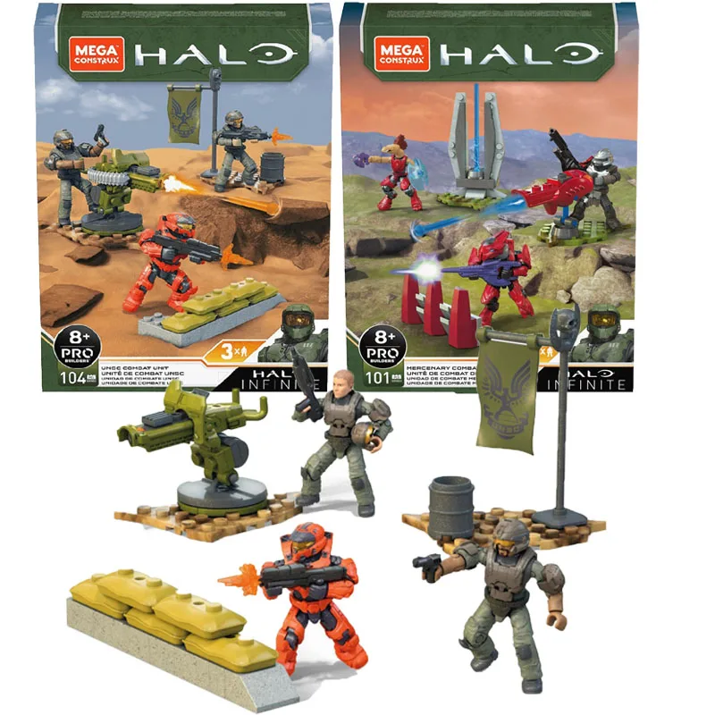 

104/101Pcs Mega Construx Halo Infinite Uncc Combat Unit Mercenary Action Figure Assembled Building Blocks Anime Model Toy Gift