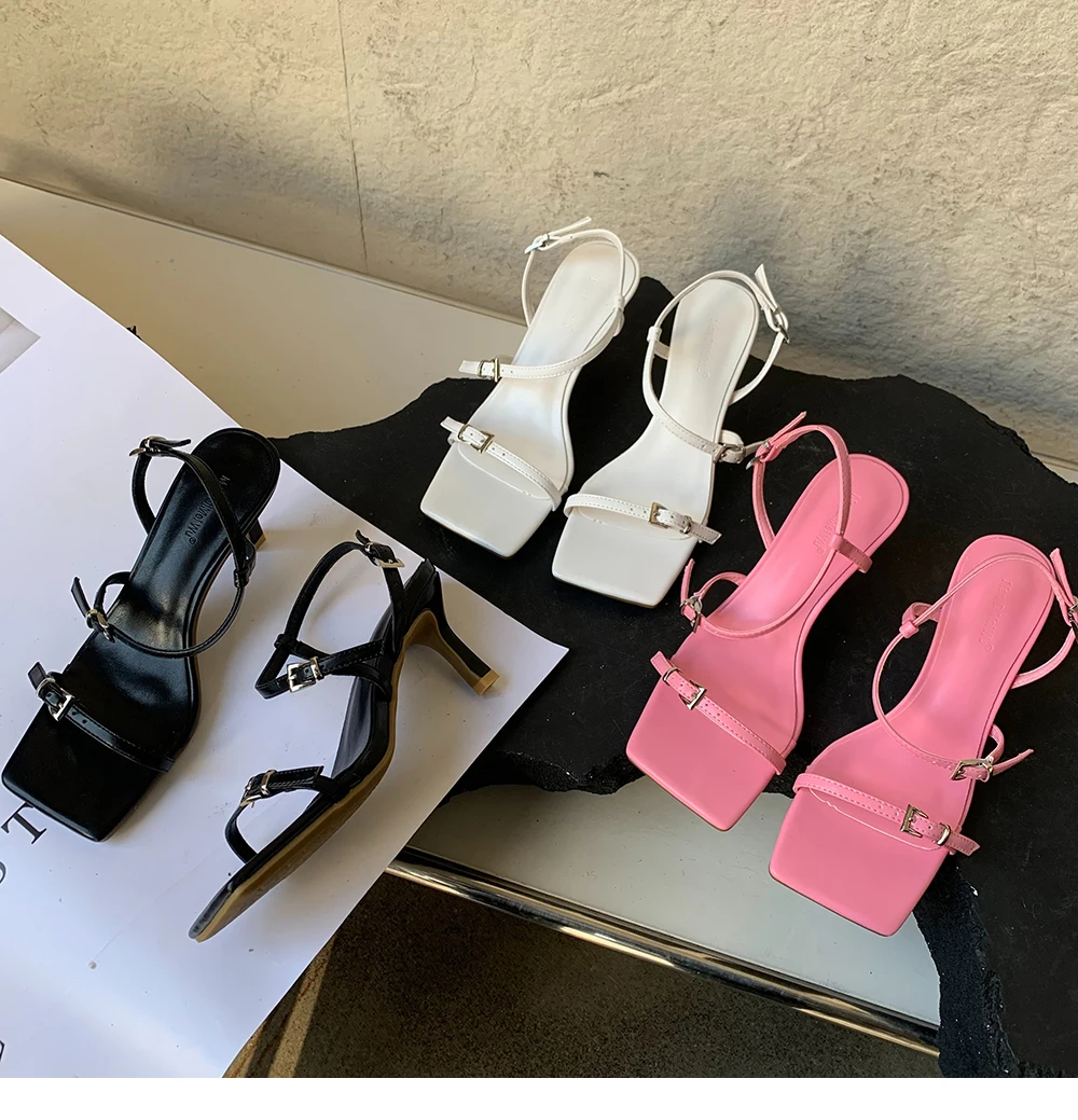 

Женские босоножки на высоком каблуке, с квадратным носком