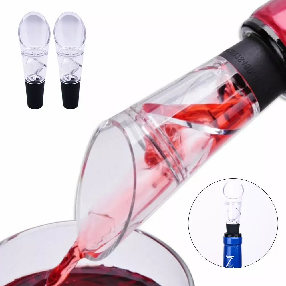 

NEW2022 2pcs Quick Decanter White Red Wine Bottle Drop Stop Top Stopper Dumping Funnel Aerator Pourer Premium Aerating Decanter