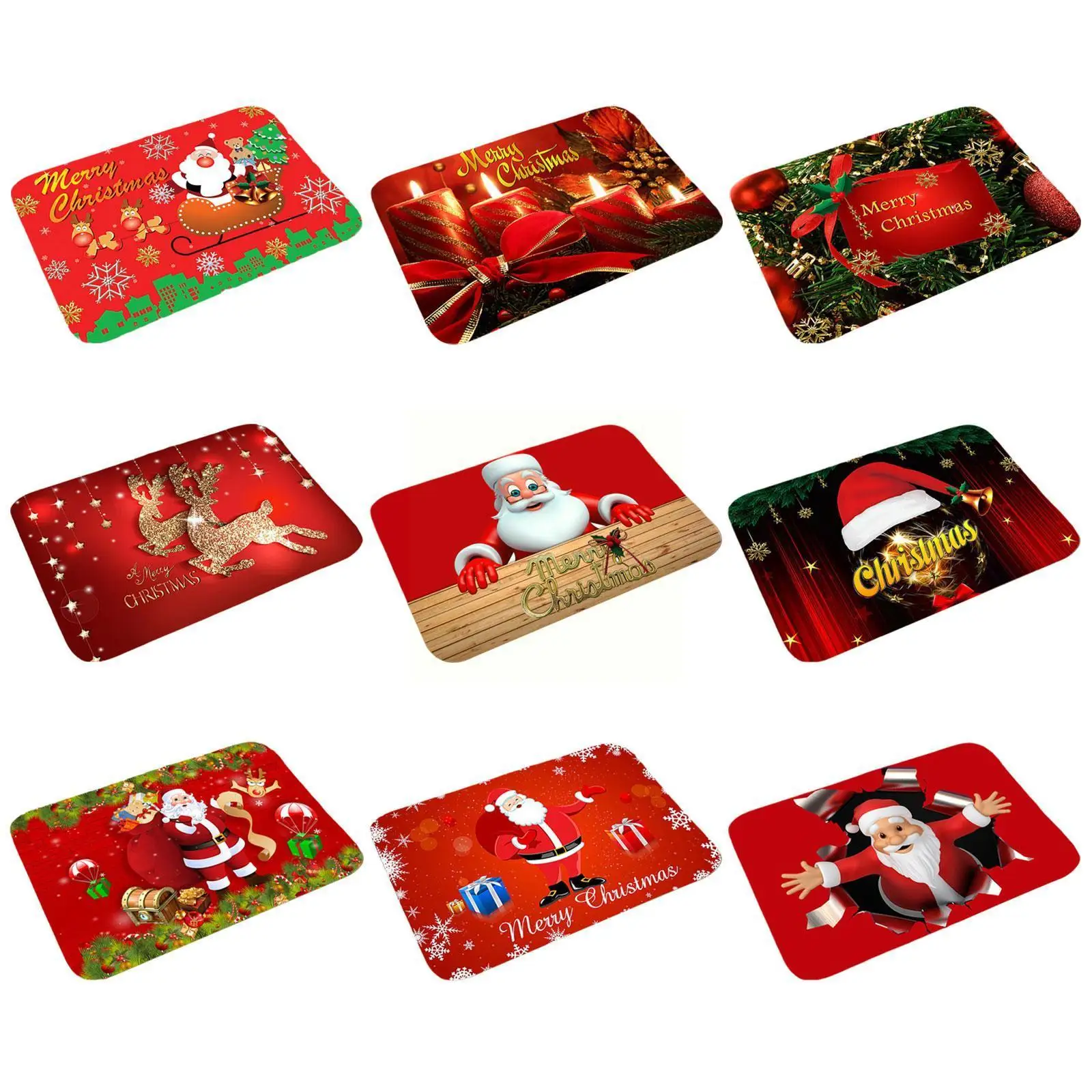 

40*60cm Christmas Mat Santa Claus Elk Floor Mat Xmas Non-slip Doormat Kitchen Bathroom Merry Christmas Decor For Home P7x2