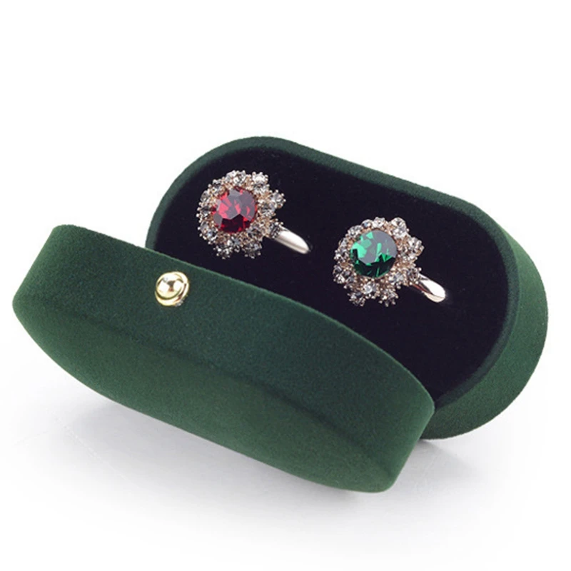 2X Velvet Silk Pair Ring Box Wedding Single Proposal Farewell Jewelry A |
