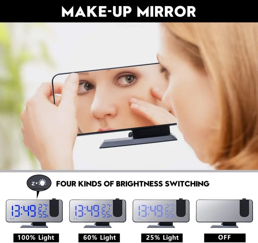 СВЕТОДИОДНЫЙ цифровой проекционный смарт-будильник настенные часы электронные