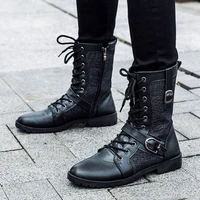 leather shoes for men fashion round toe martin boots black boots men chelsea boots motorcycle shoes luxury shoes male boots